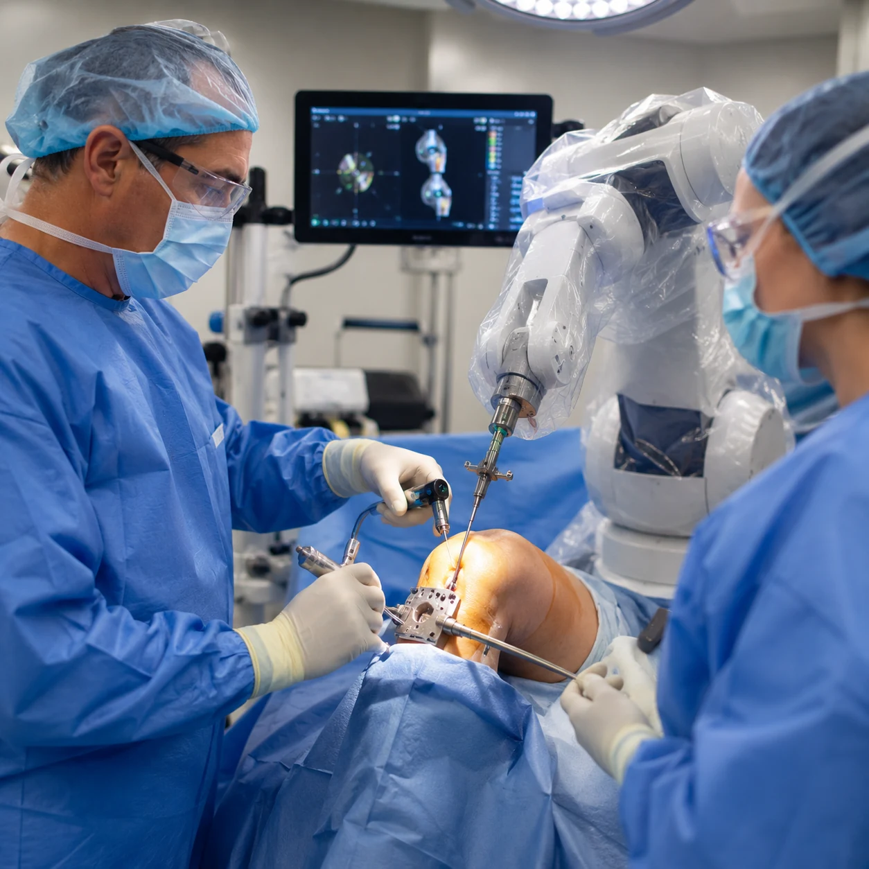 Robotic knee replacement surgery